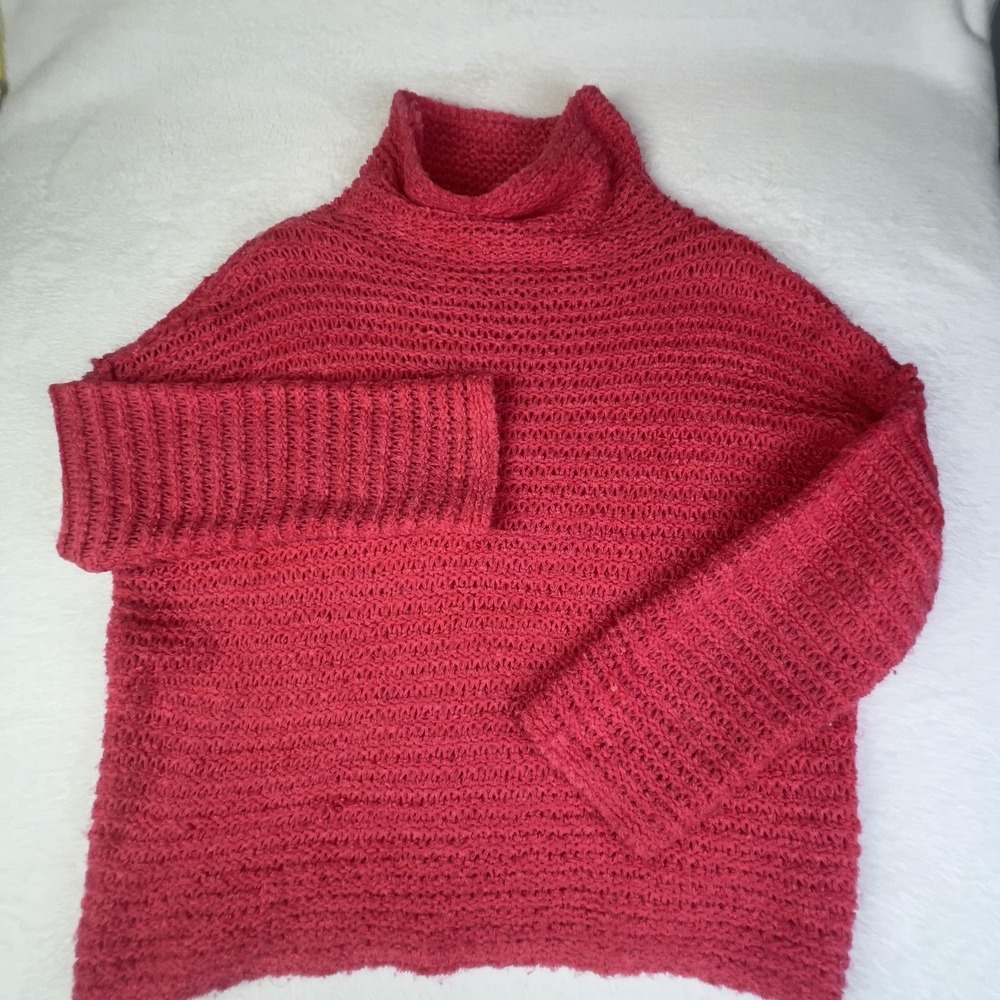 Aerie Sweater Womens Small Pink Turtleneck Dolman Sleeve Knit Pullover Chunky